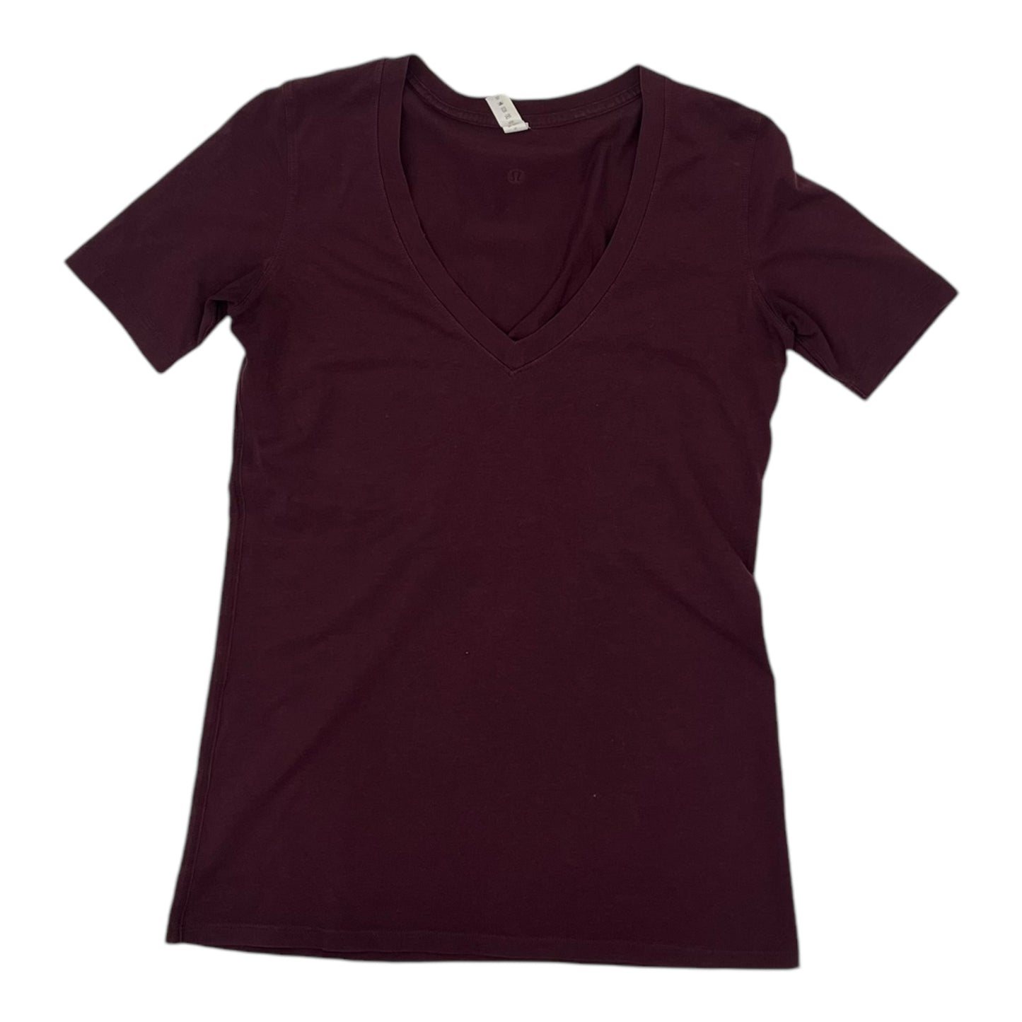 Athletic Top Ss By Lululemon In Maroon, Size:Xs