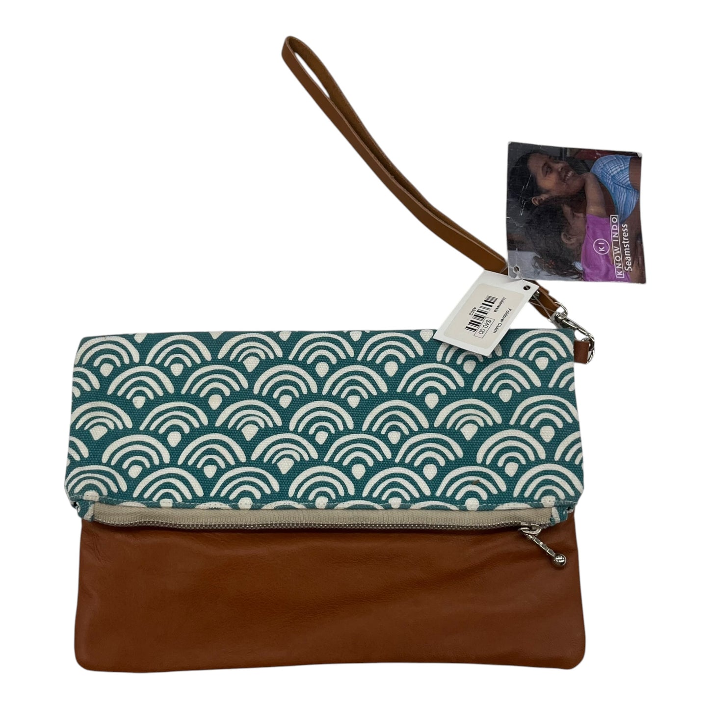 Wristlet By Clothes Mentor In Blue & Brown, Size:Medium