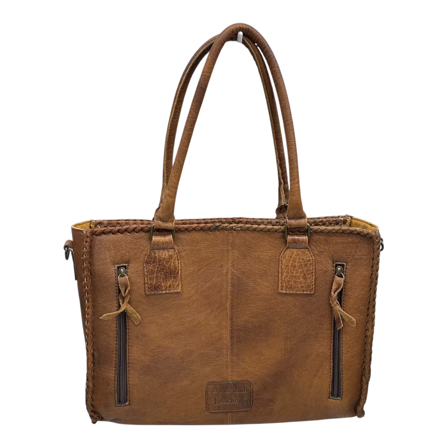 Handbag Leather By Clothes Mentor In Brown, Size:Large