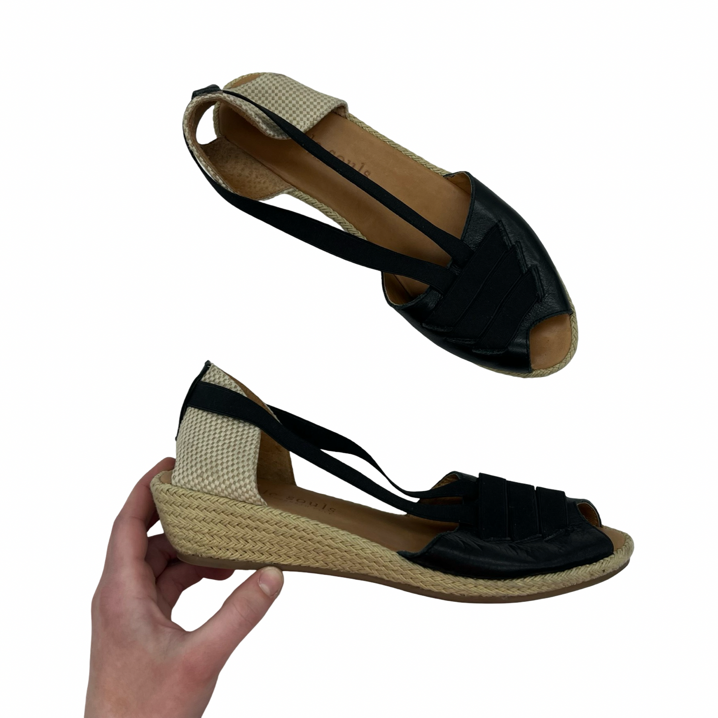 Sandals Heels Wedge By Kenneth Cole In Black & Tan, Size:8.5