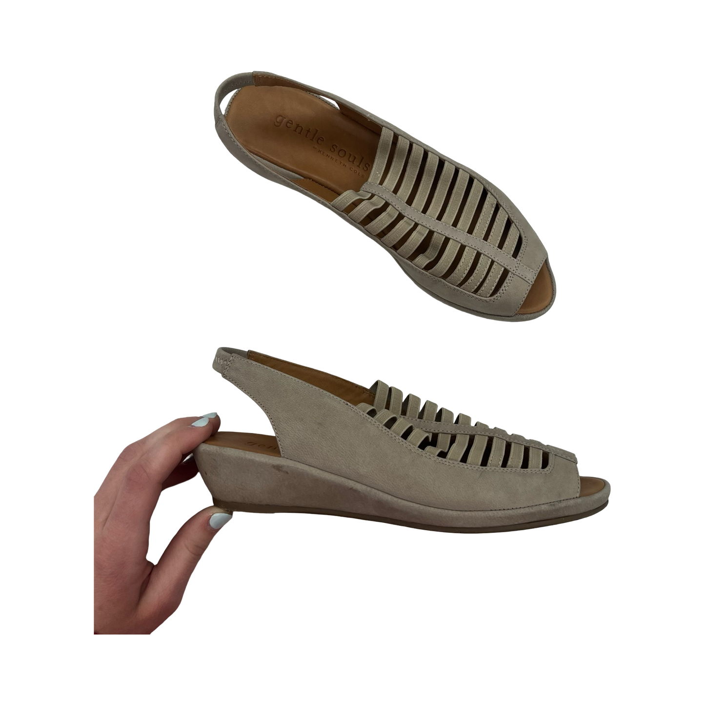 Sandals Heels Wedge By Kenneth Cole In Tan, Size:6.5