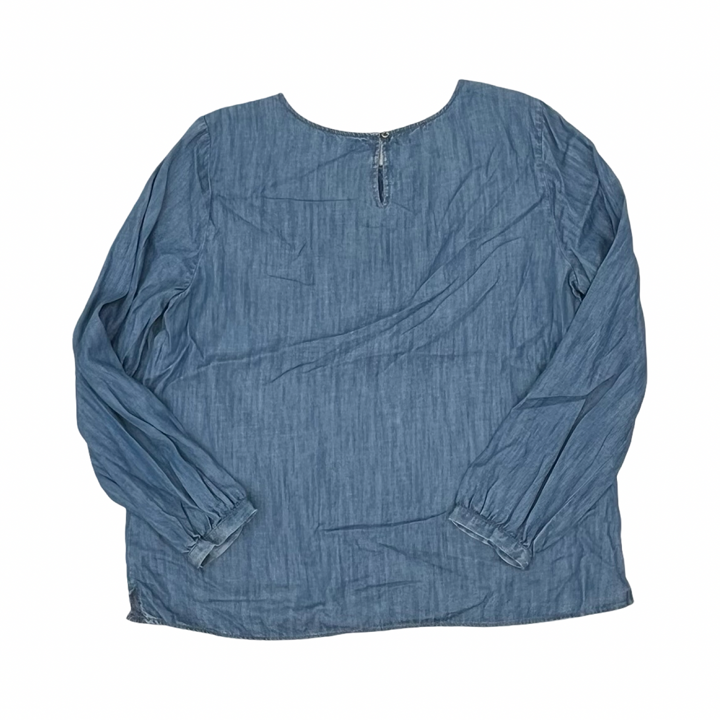 Blouse Ls By Talbots In Blue Denim, Size:Xl