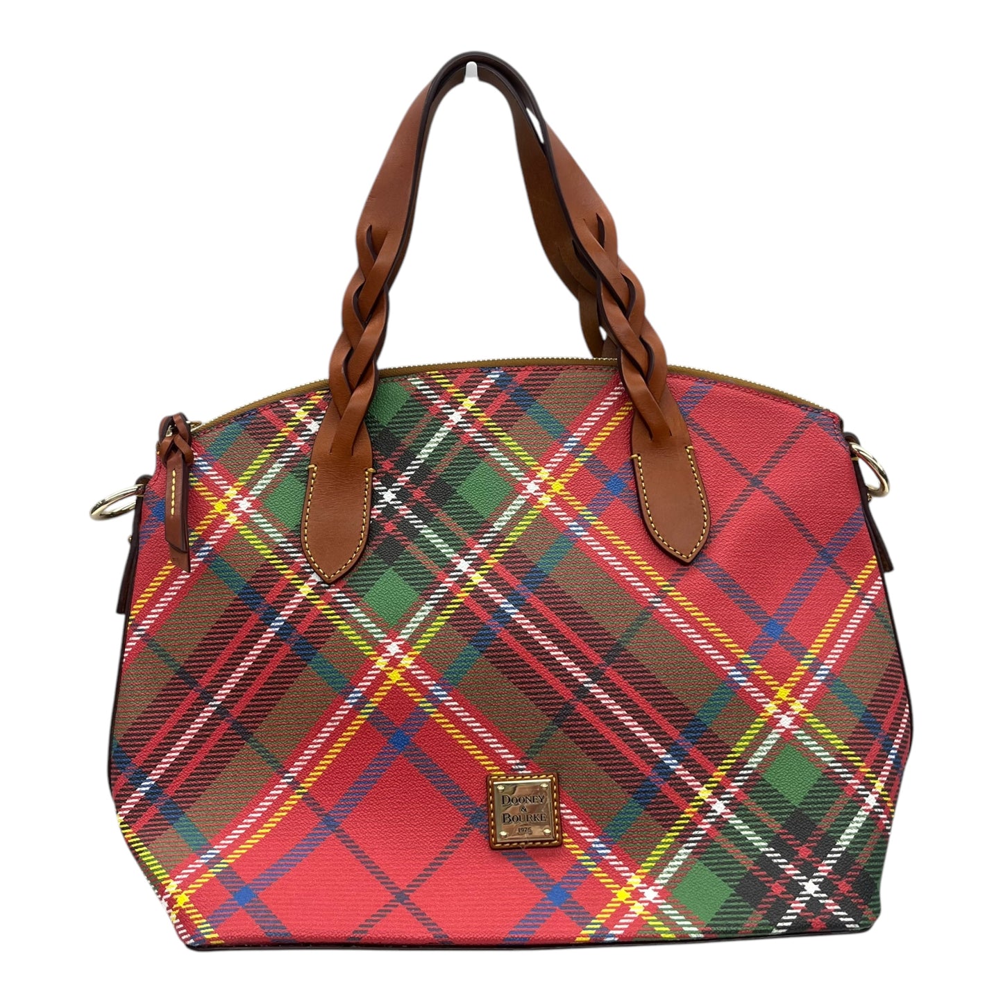 Handbag Designer By Dooney And Bourke In Plaid Pattern, Size:Medium