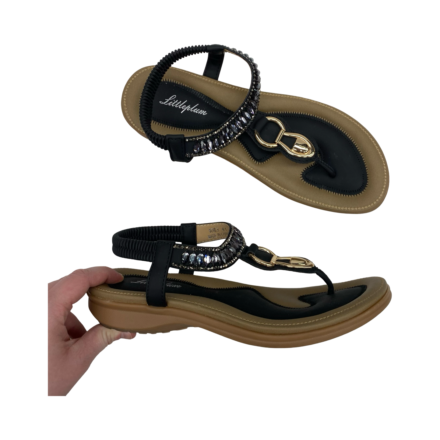 Sandals Flats By Cme In Black, Size:10.5