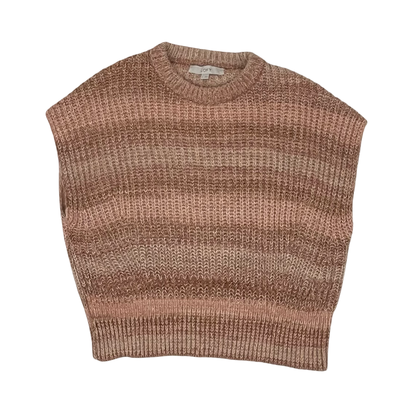 Vest Sweater By Loft In Brown & Pink, Size:M