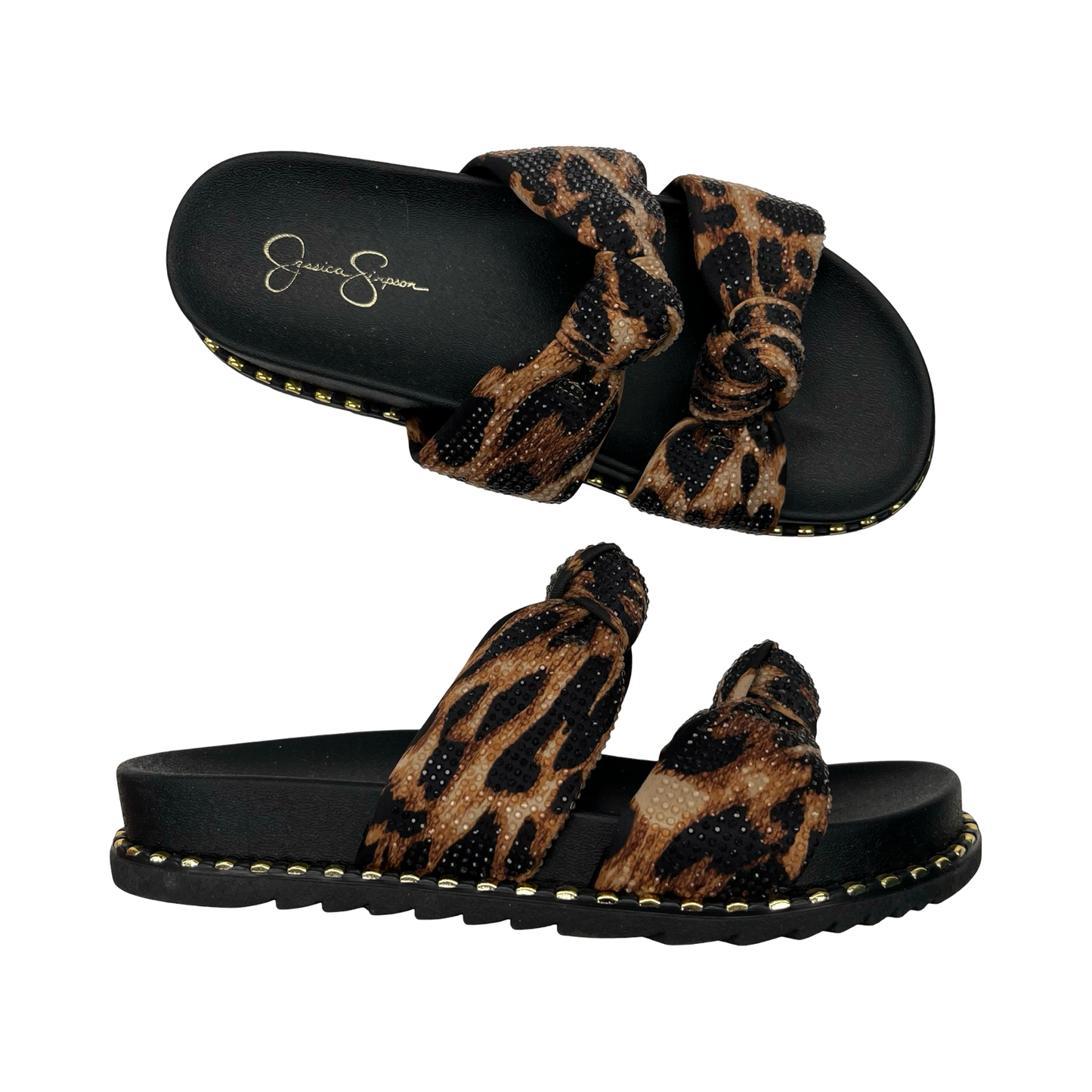 Sandals Flats By Jessica Simpson In Animal Print, Size:6