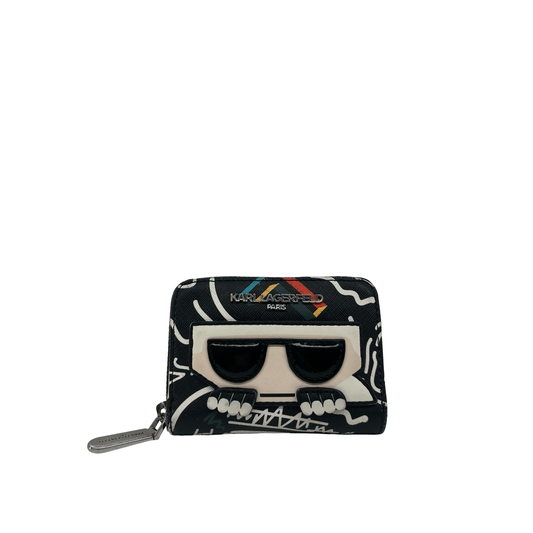 Wallet Designer By Karl Lagerfeld In Black & Cream, Size:Small
