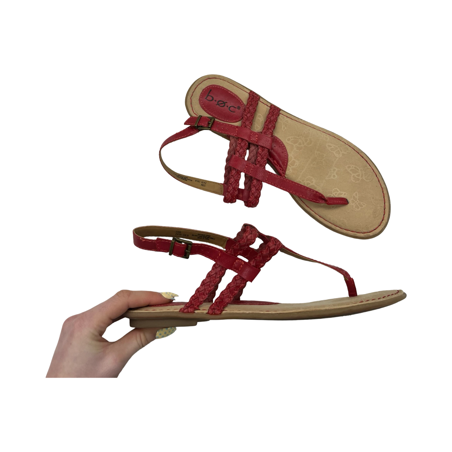 Sandals Flats By Boc In Red, Size:10