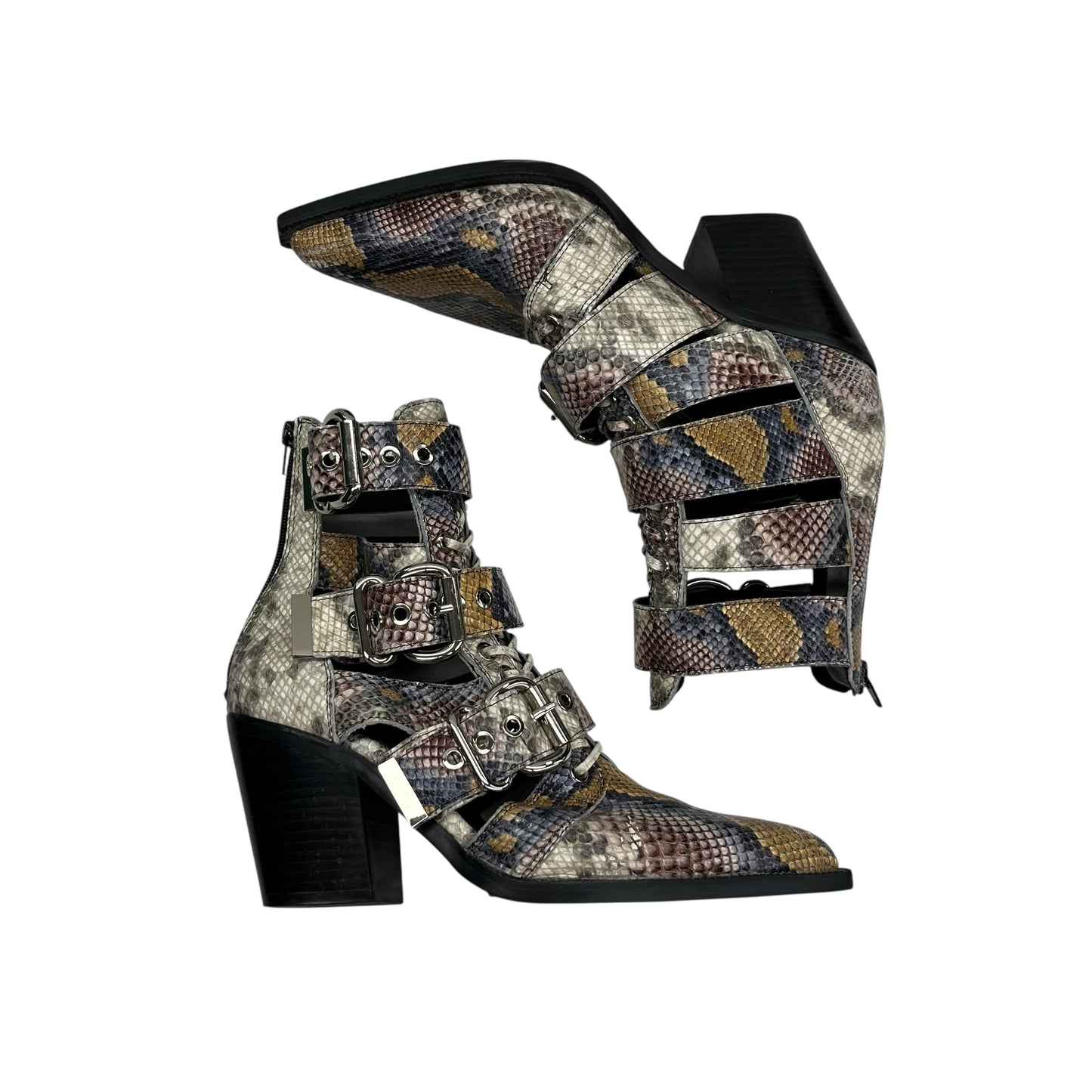 Boots Ankle Heels By Jeffrey Campbell In Snakeskin Print, Size:9