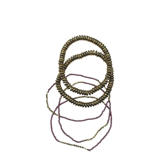 Bracelet Set By Clothes Mentor In Gold & Purple, Size:05 Piece Set