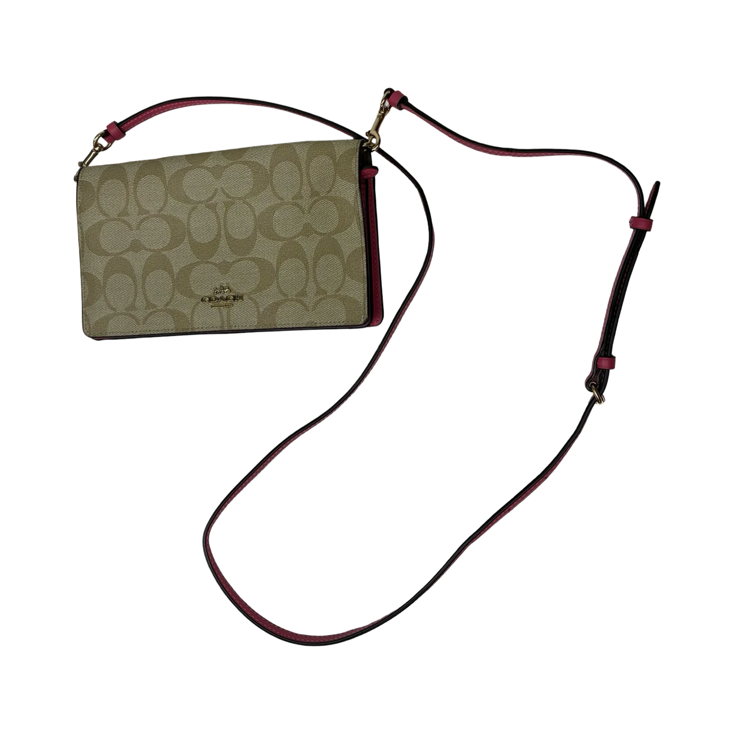 Crossbody Designer By Coach In Pink & Tan, Size:Small