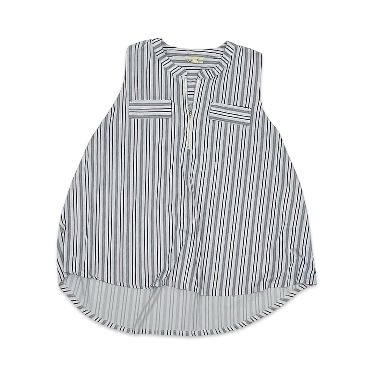 Blouse Sleeveless By Indigo Rose In Blue & White, Size:2X
