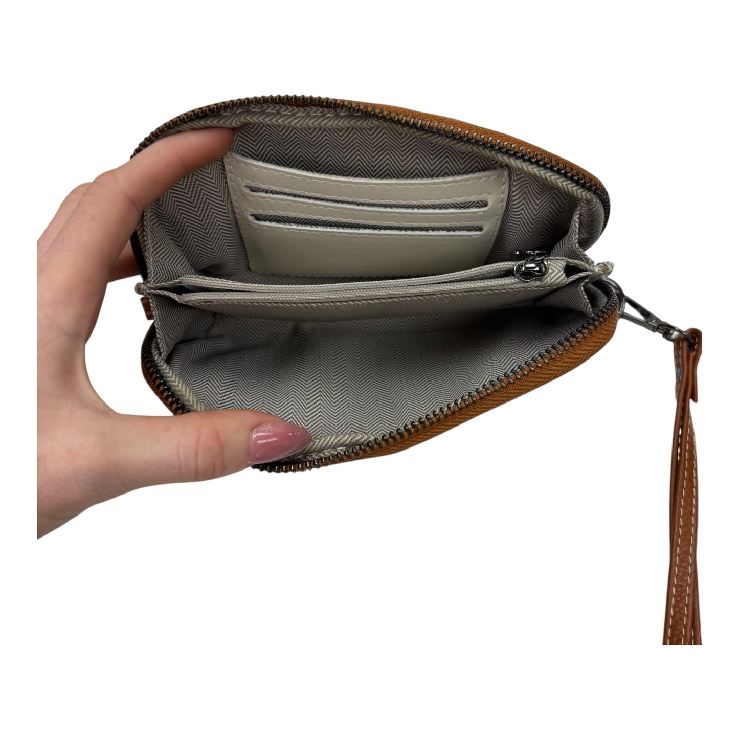 Wristlet By Clothes Mentor In Brown, Size:Small