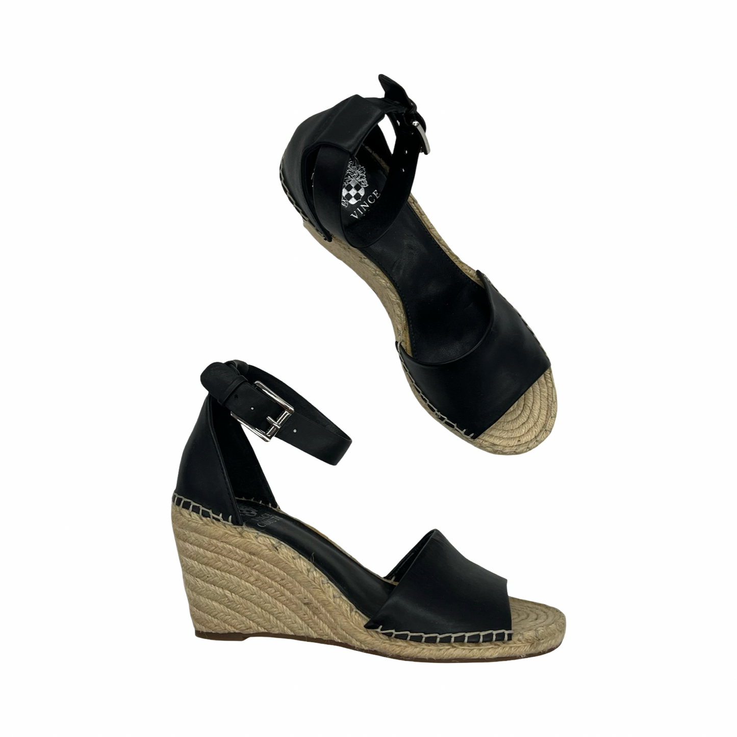 Sandals Heels Wedge By Vince Camuto In Black & Brown, Size:9