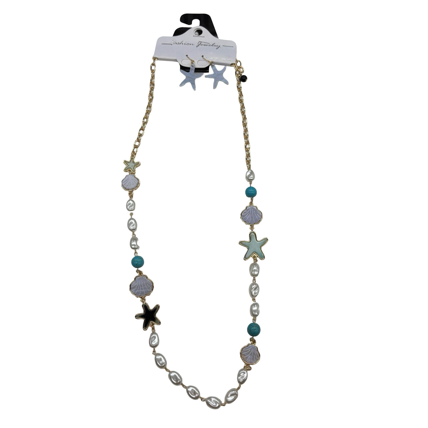 Necklace Set By Clothes Mentor In Blue & Gold, Size:02 Piece Set