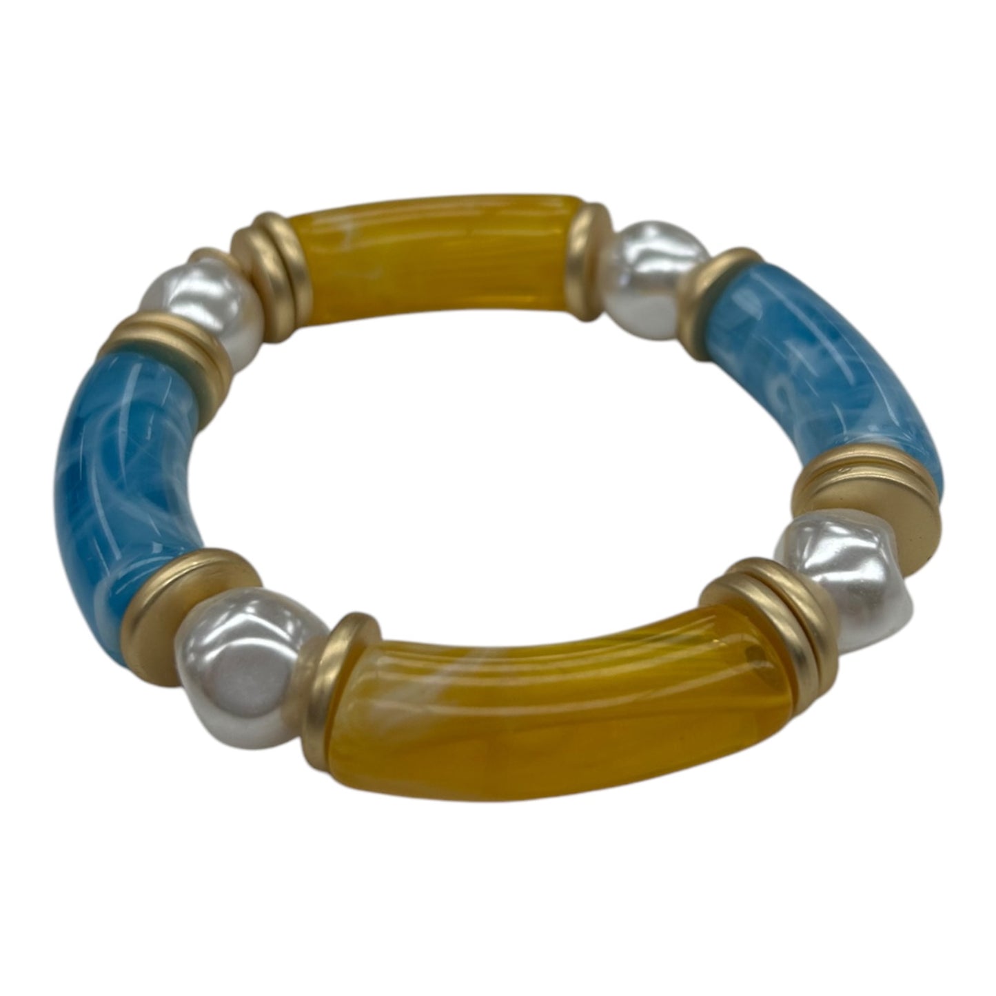 Bracelet Beaded By Plunder In Blue & Yellow