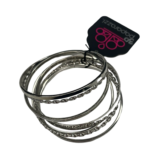 Bracelet Bangle By Paparazzi In Silver, Size:06 Piece Set
