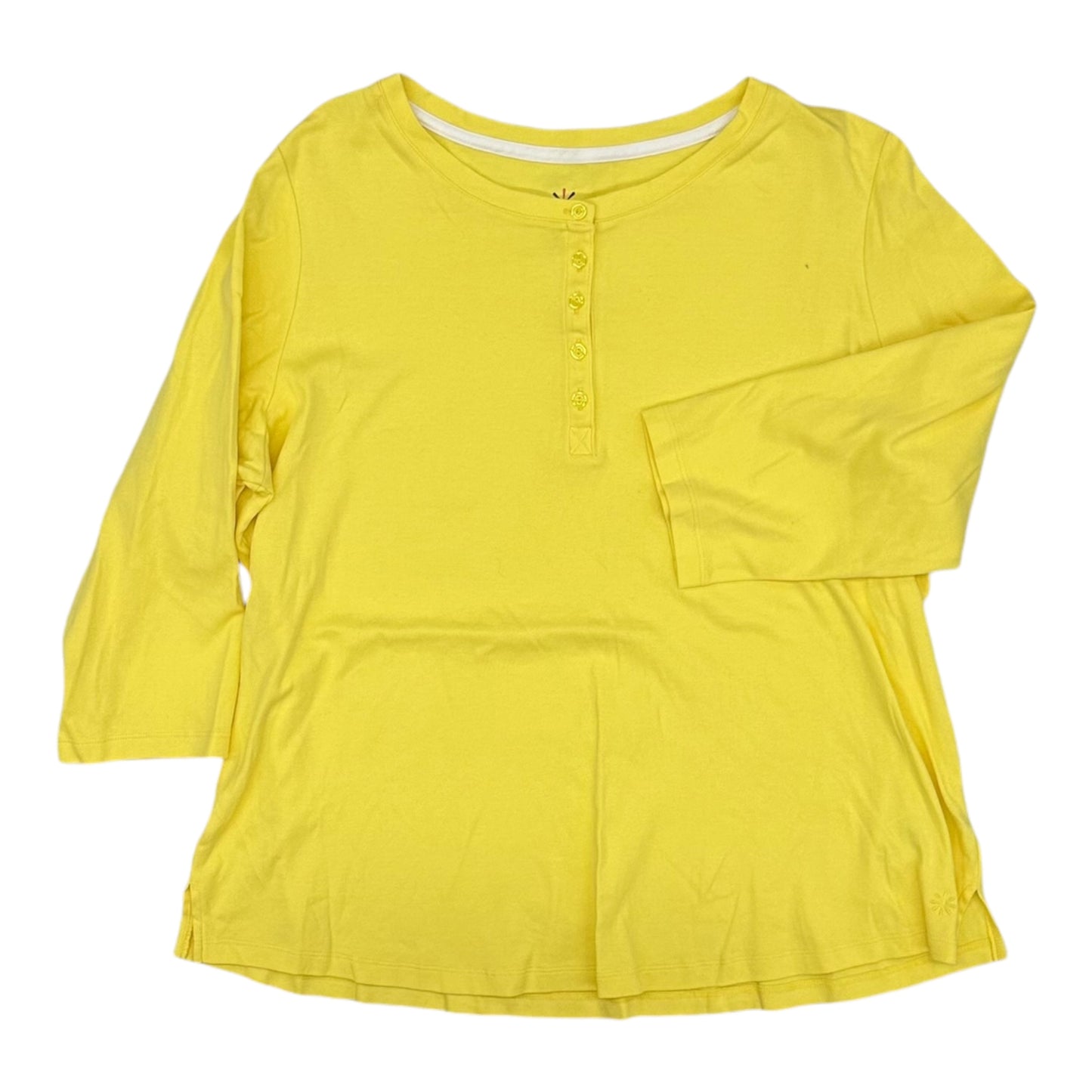 Top 3/4 Sleeve Basic By Isaac Mizrahi Live Qvc In Yellow, Size:1X