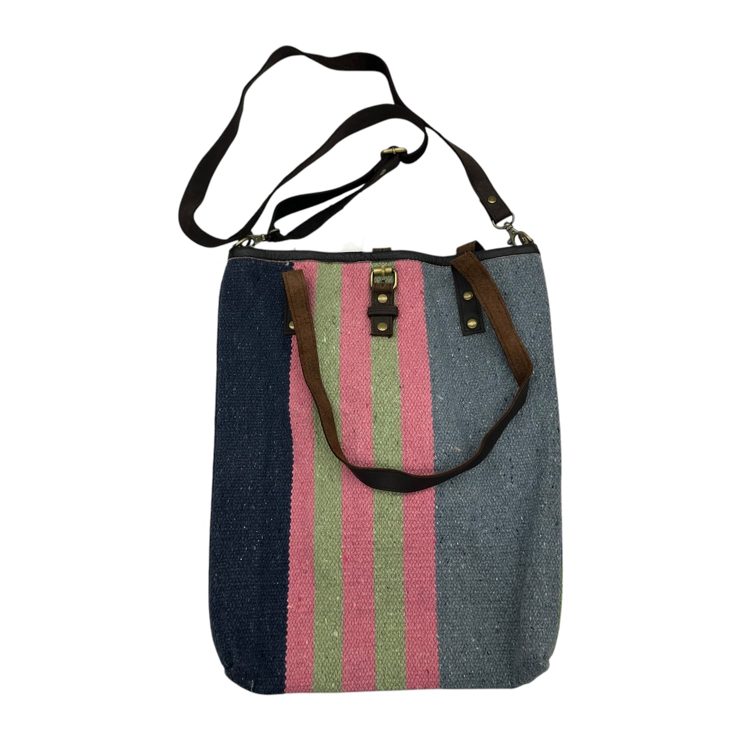 Tote Leather By Clothes Mentor In Striped Pattern, Size:Medium