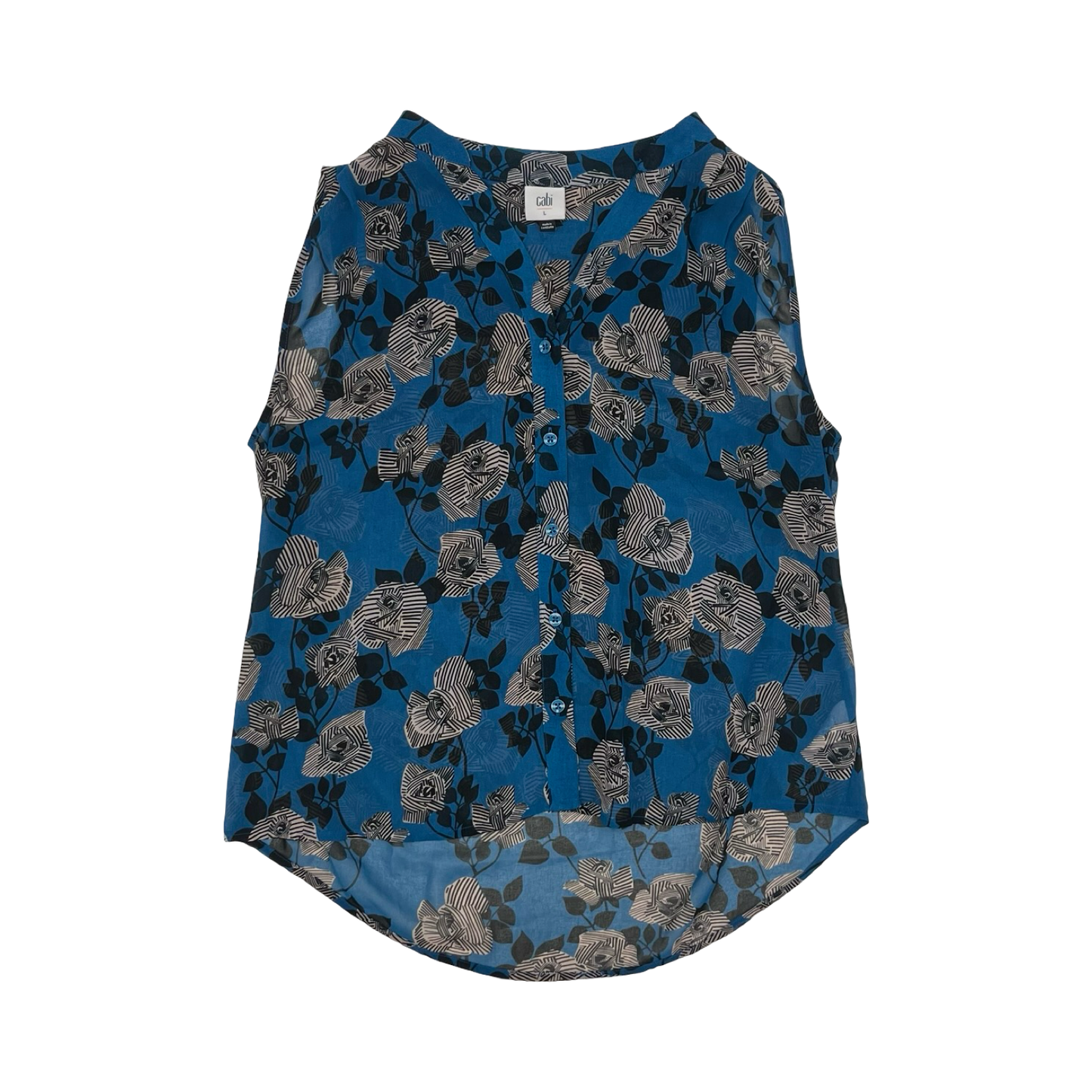 Blouse Sleeveless By Cabi In Black & Blue, Size:L
