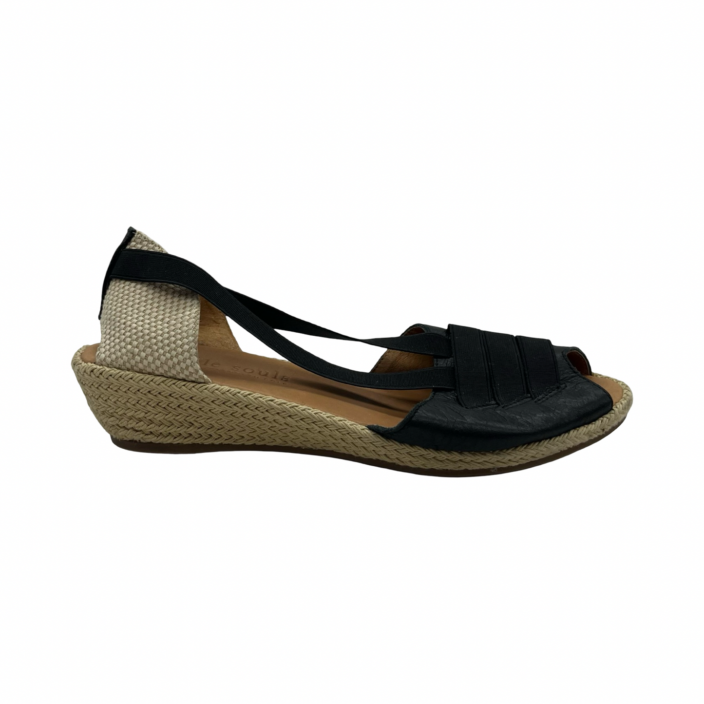 Sandals Heels Wedge By Kenneth Cole In Black & Tan, Size:8.5