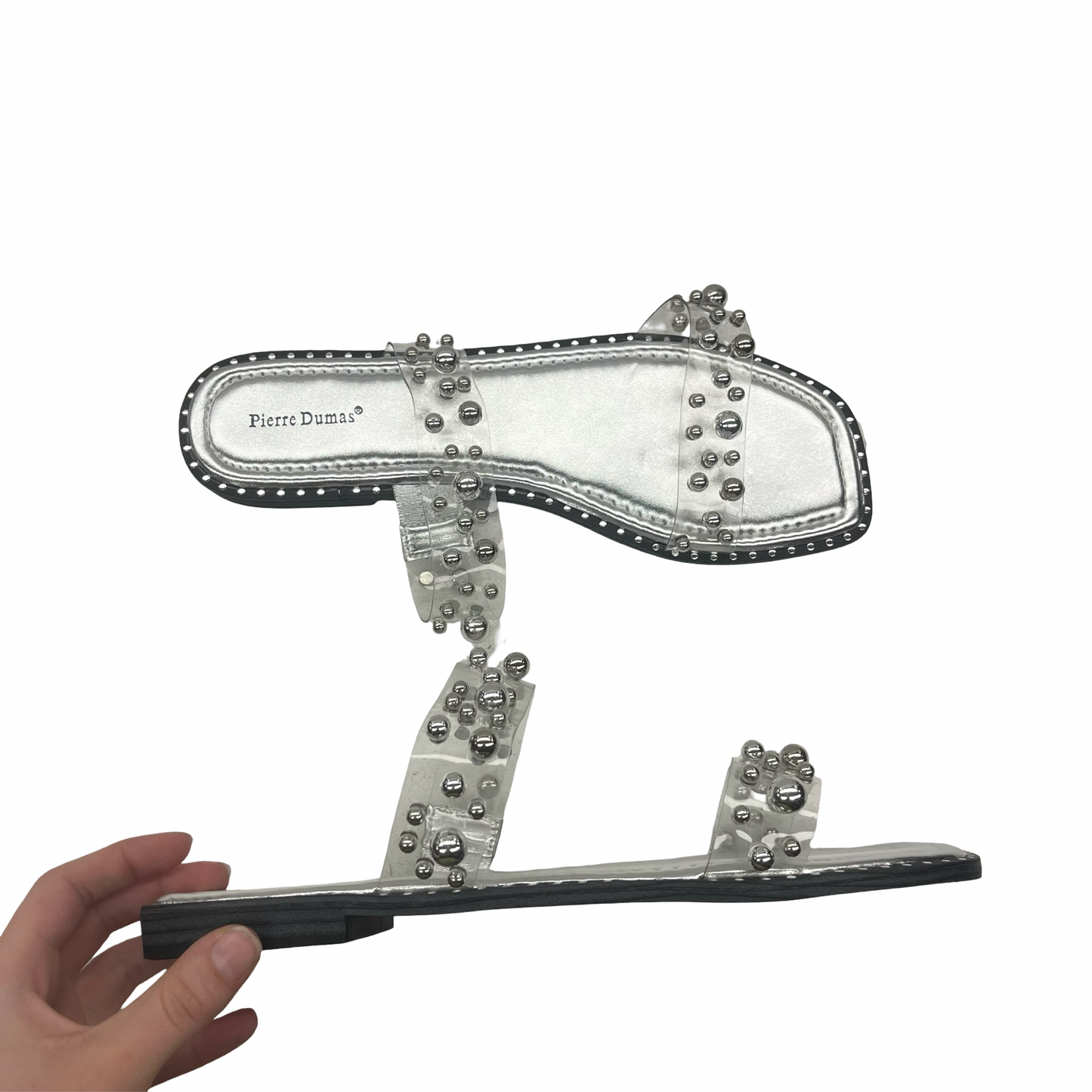 Sandals Flats By Pierre Dumas In Silver, Size:11