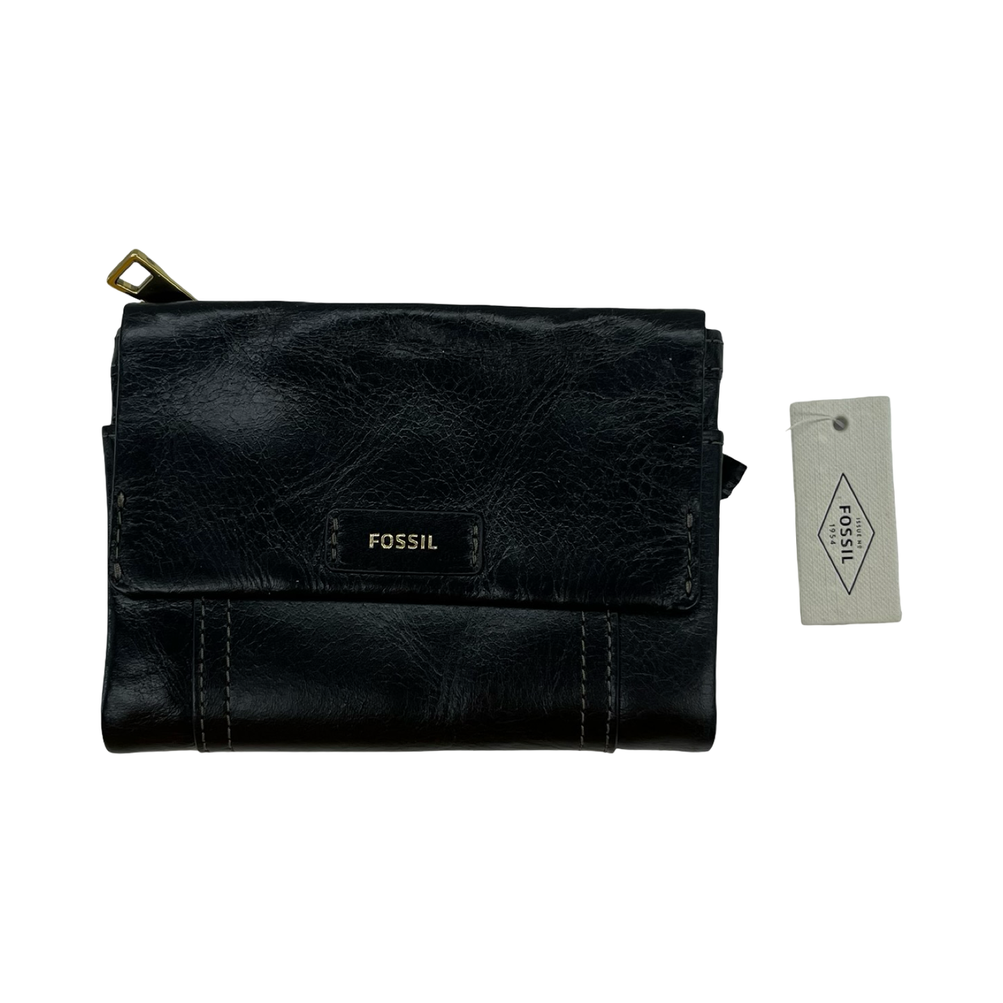 Wallet Leather By Fossil In Black, Size:Small