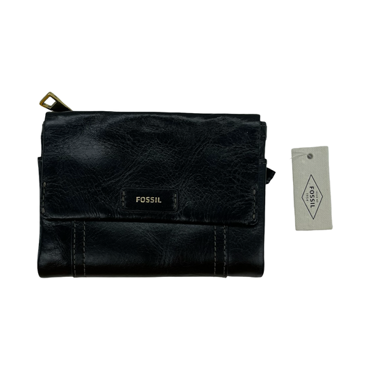 Wallet Leather By Fossil In Black, Size:Small