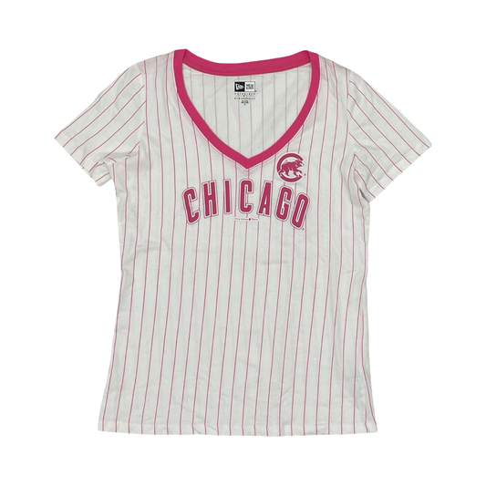 Athletic Top Ss By New Era In Pink & White, Size:M