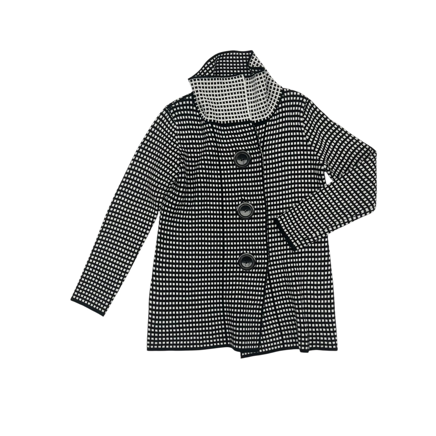 Sweater Cardigan By Sioni In Black & White, Size:M