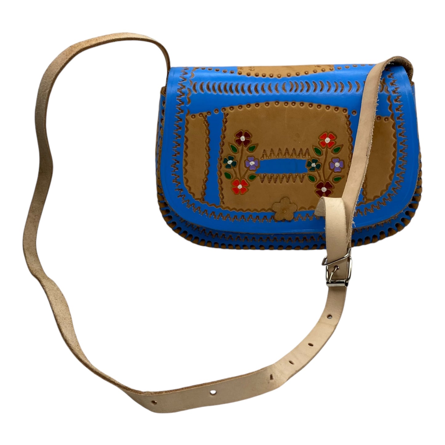 Crossbody By Clothes Mentor In Blue & Tan, Size:Medium