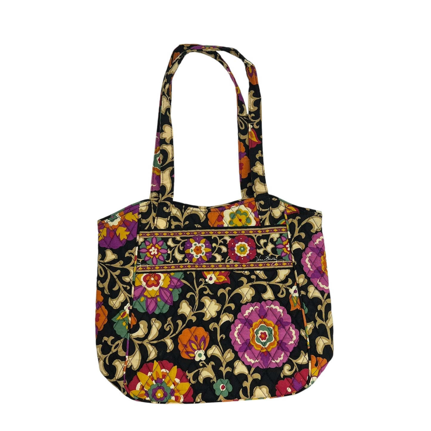 Handbag By Vera Bradley In Black & Tan, Size:Medium