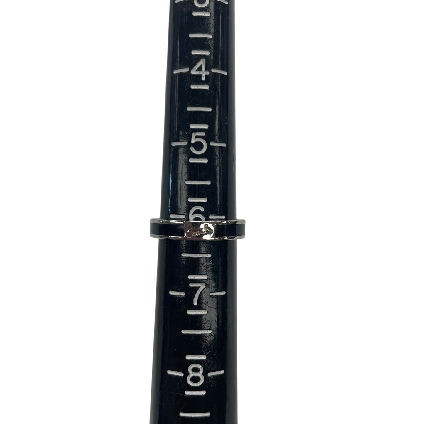 Ring Designer By Coach In Black & Silver, Size:6