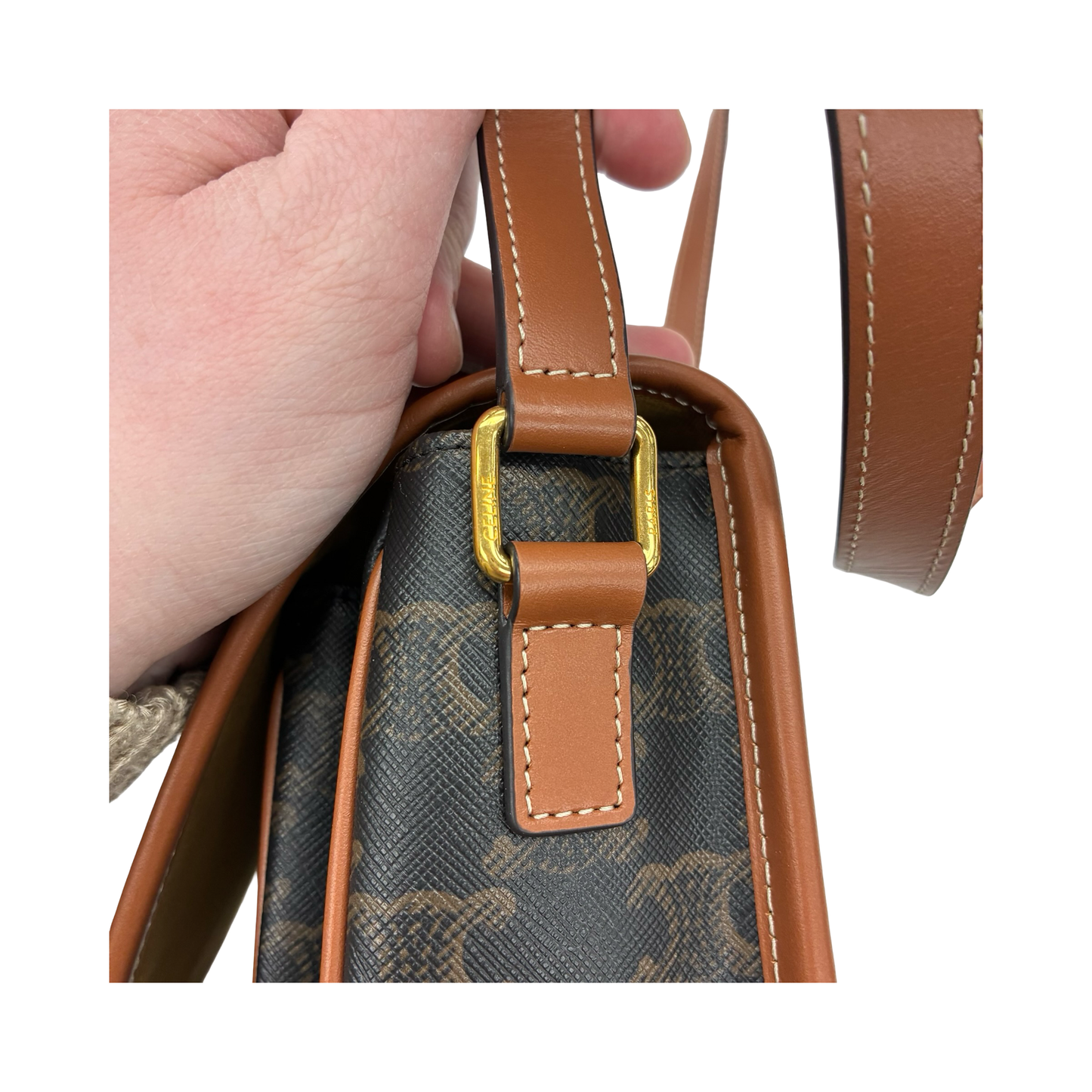 Crossbody Luxury Designer By Celine In Brown, Size:Small