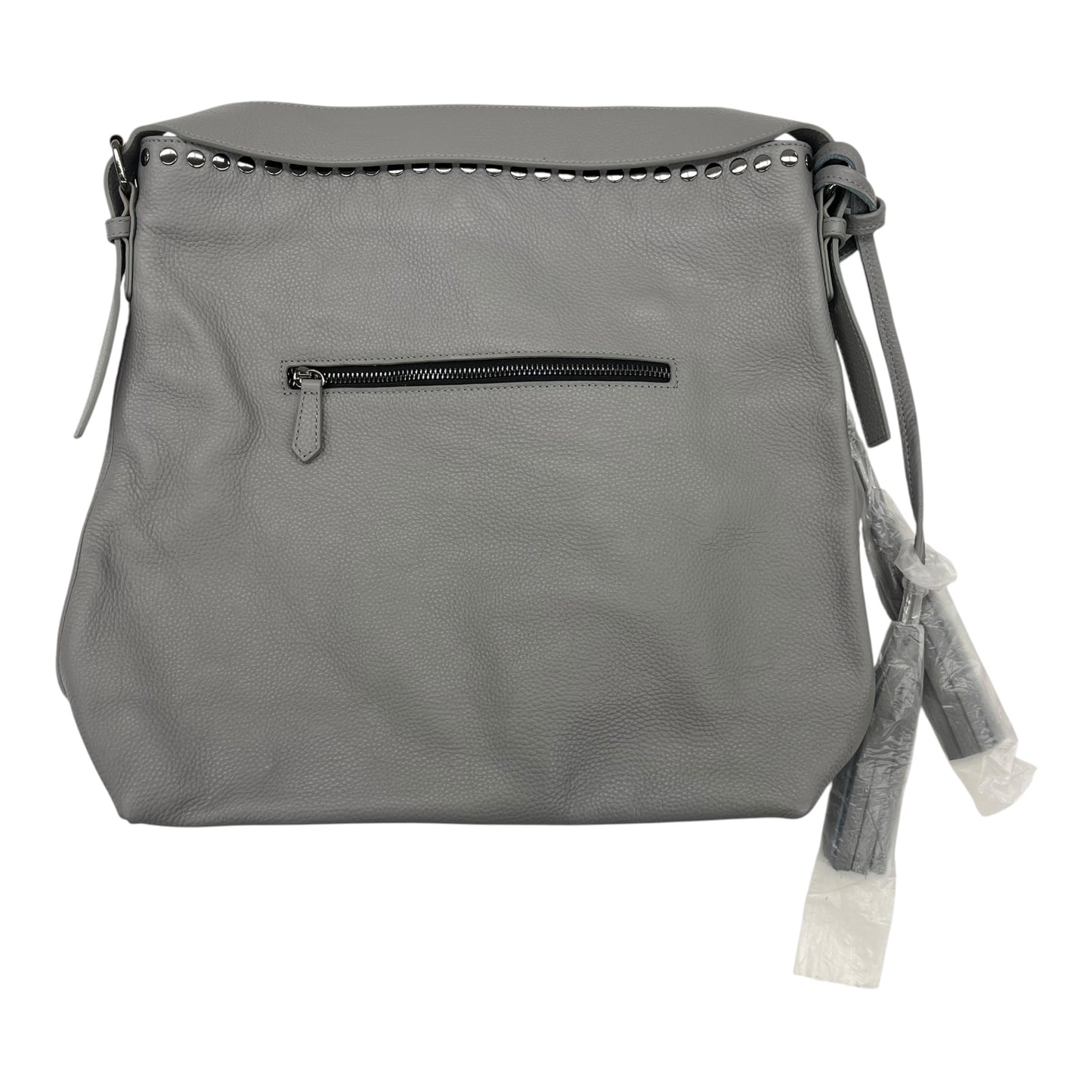 Handbag Leather By Clothes Mentor In Grey, Size:Medium