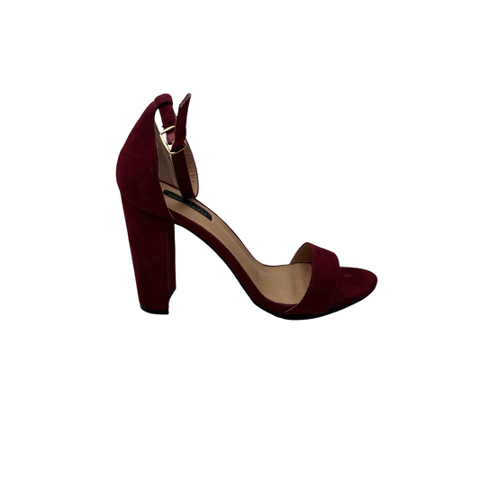 Sandals Heels Block By Clothes Mentor In Maroon, Size:8