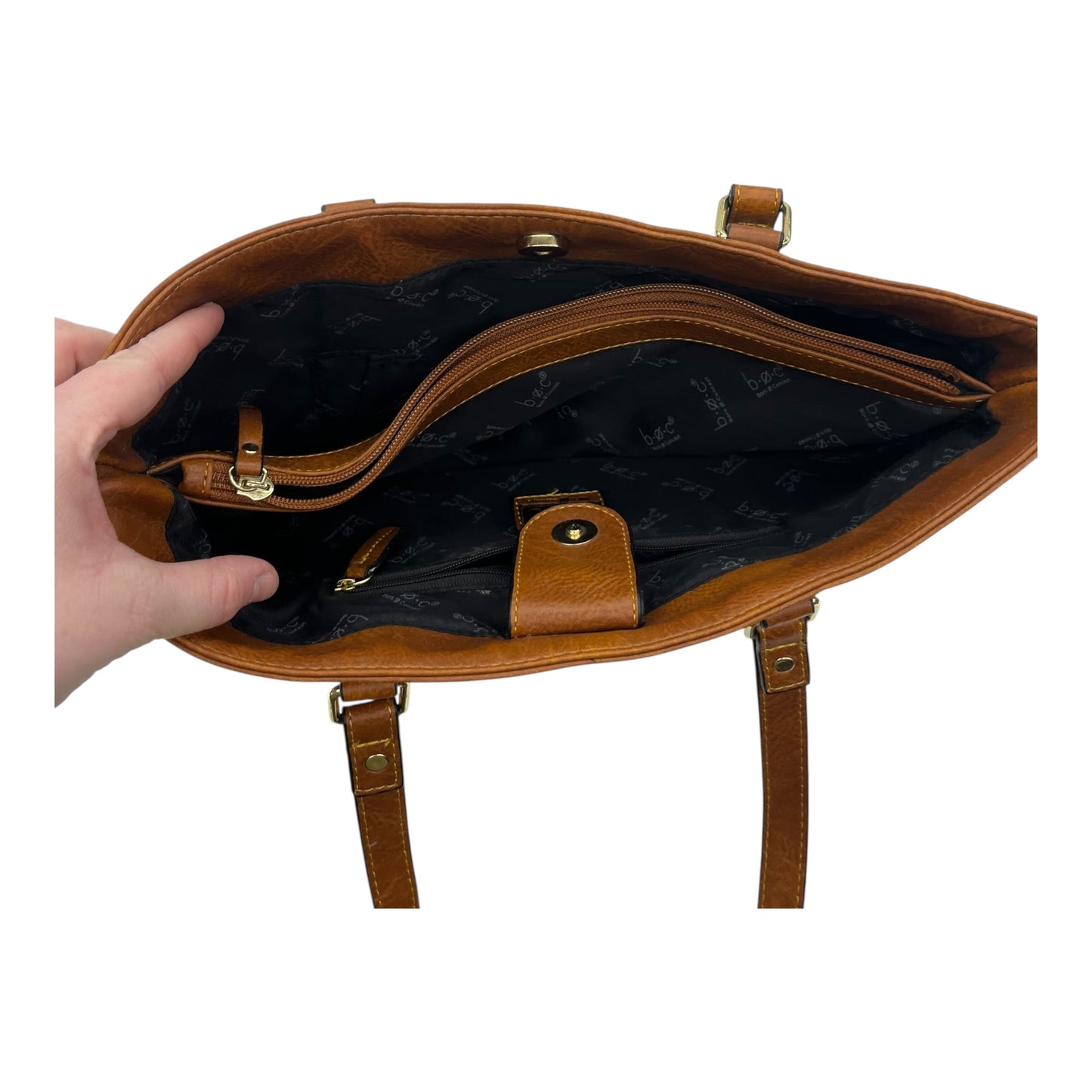 Handbag By Clothes Mentor In Black & Tan, Size:Medium