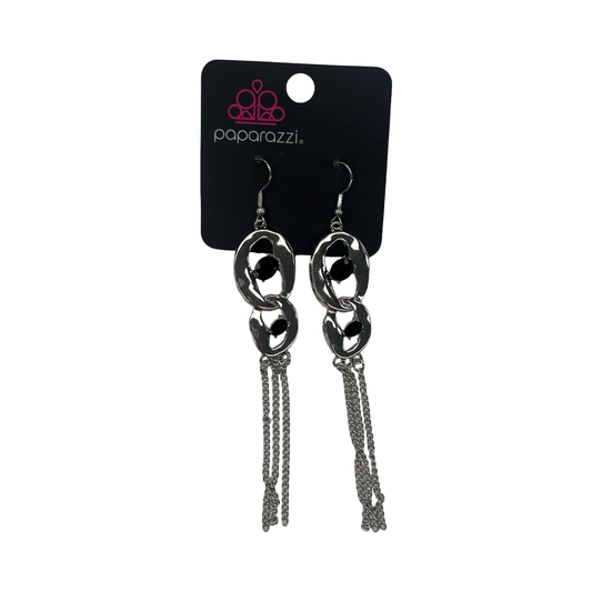 Earrings Dangle/Drop By Paparazzi In Black & Silver