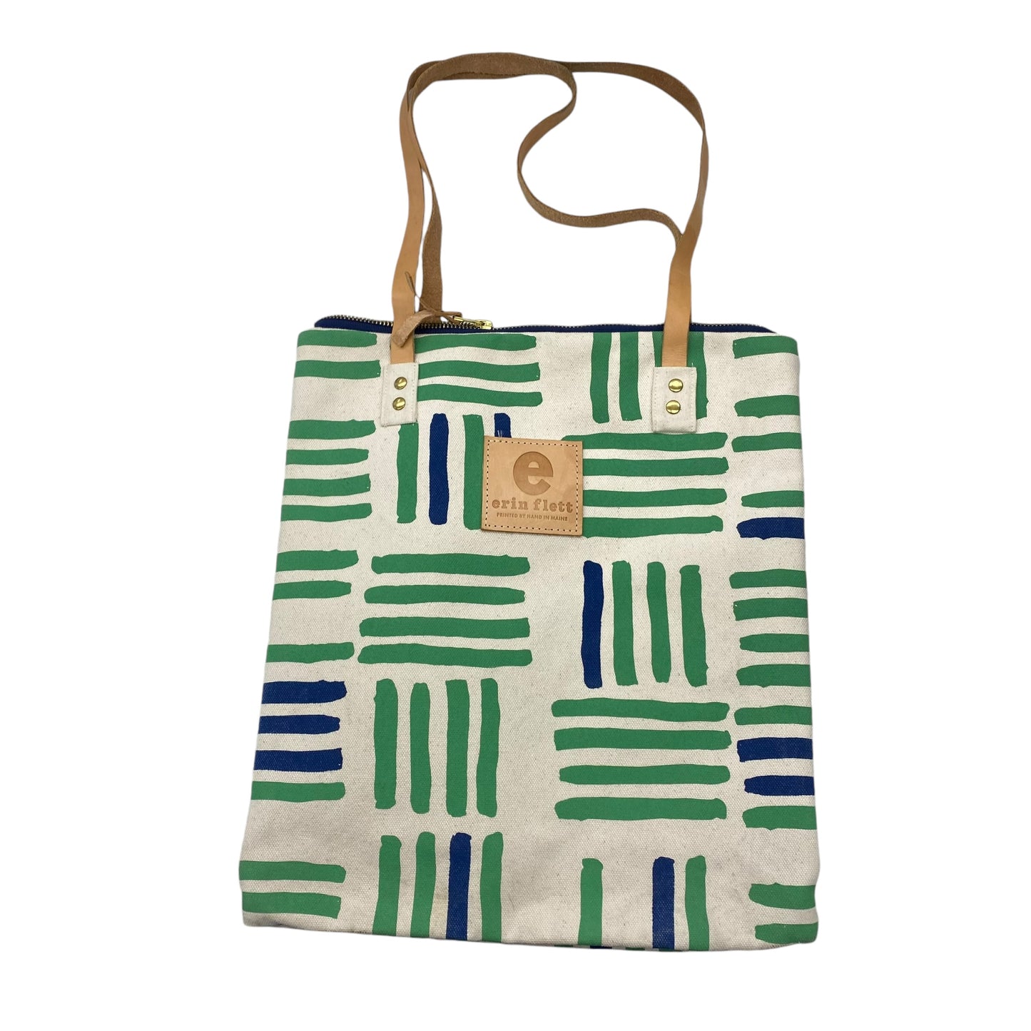 CREAM & GREEN TOTE by CMB Size:MEDIUM