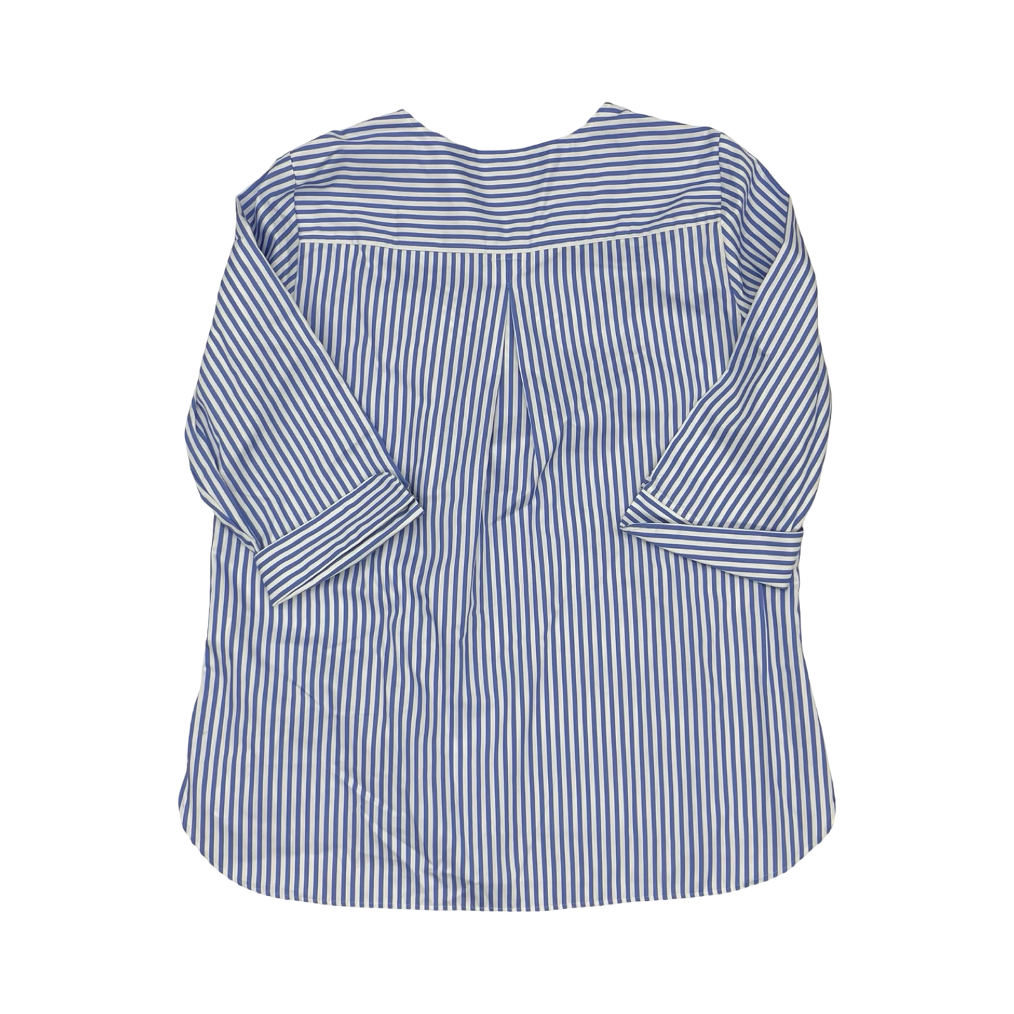 Blouse 3/4 Sleeve By Foxcroft In Blue & White, Size:2X