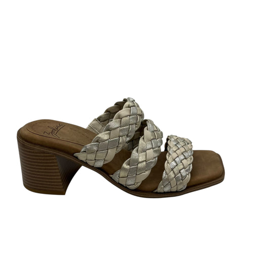 Sandals Heels Block By Zodiac In Grey & Tan, Size:10