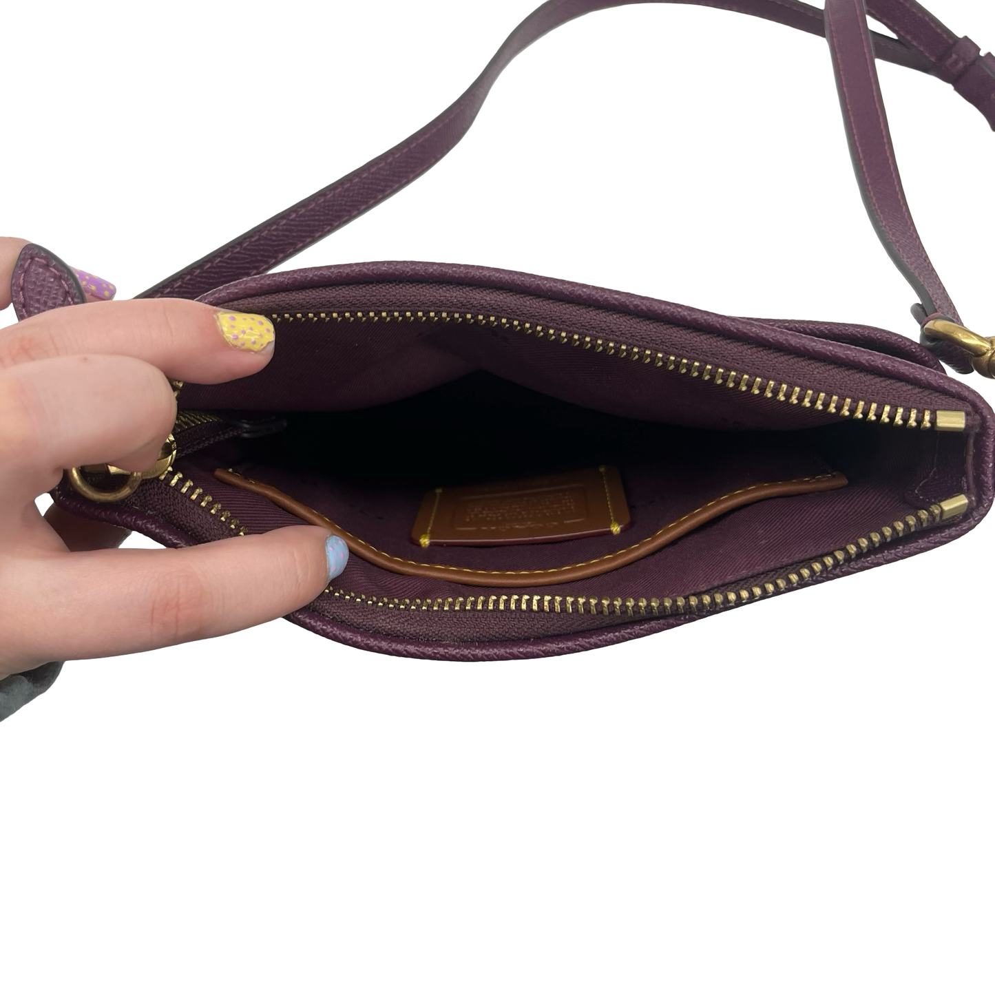 Crossbody Designer By Coach In Purple, Size:Medium