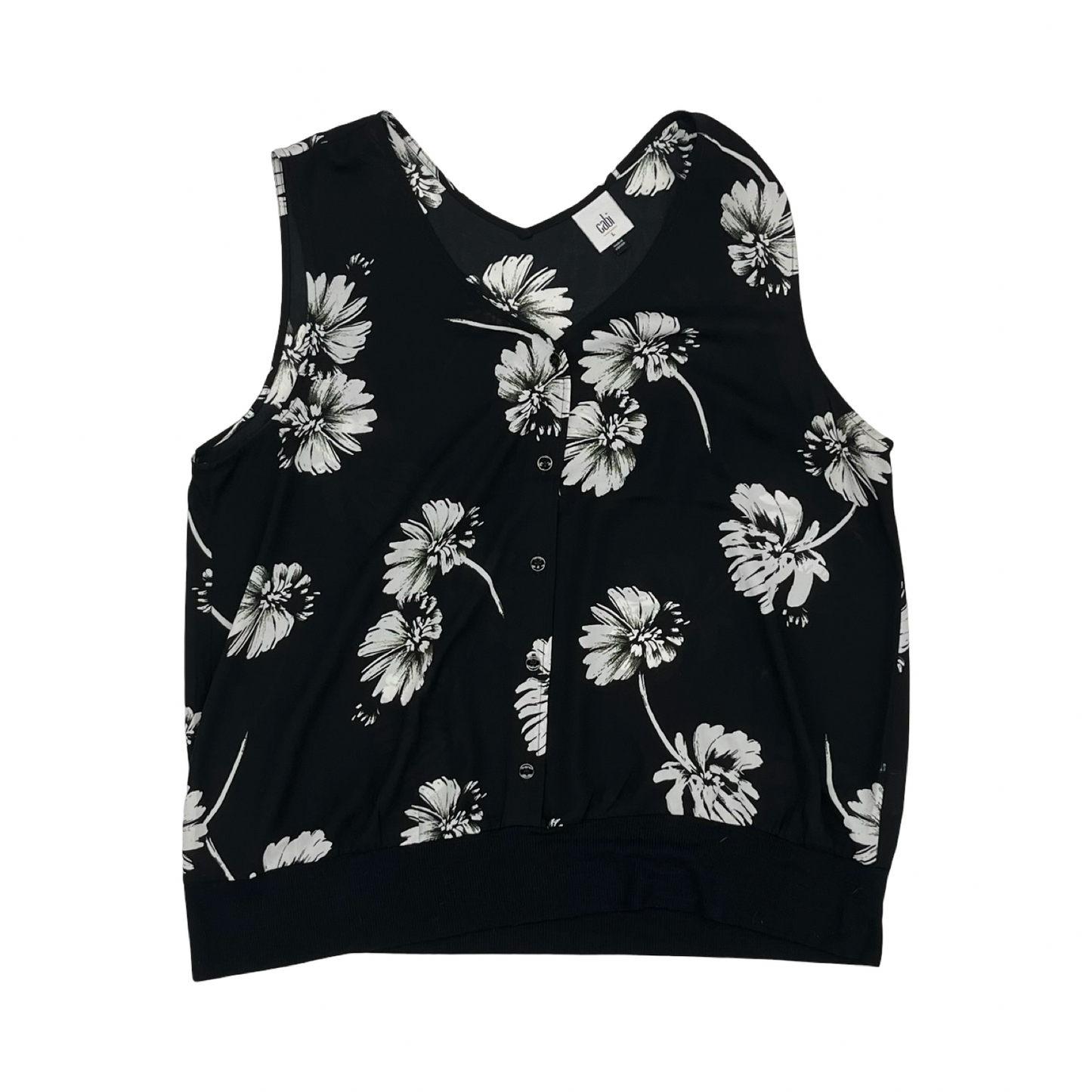 Blouse Sleeveless By Cabi In Black & White, Size:L