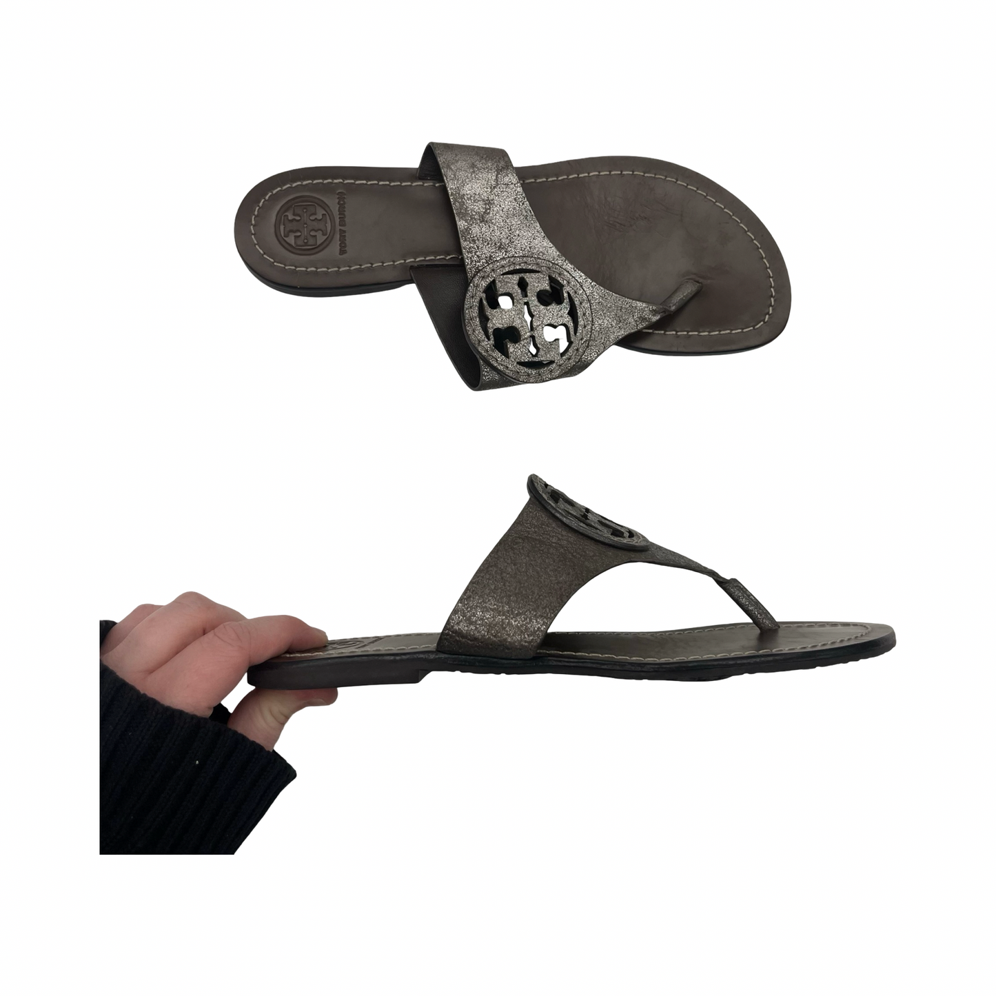 Sandals Designer By Tory Burch In Bronze, Size:7.5