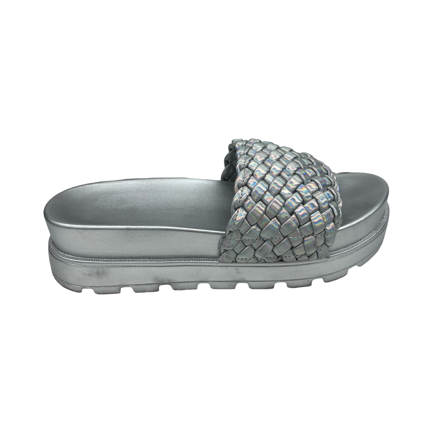Sandals Heels Platform By Cmf In Silver, Size:10