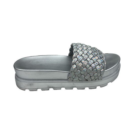 Sandals Heels Platform By Cmf In Silver, Size:10
