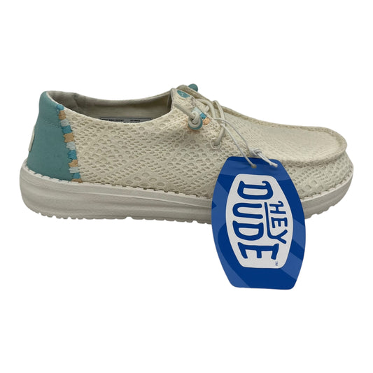 Shoes Flats By Hey Dude In Blue & Cream, Size:7