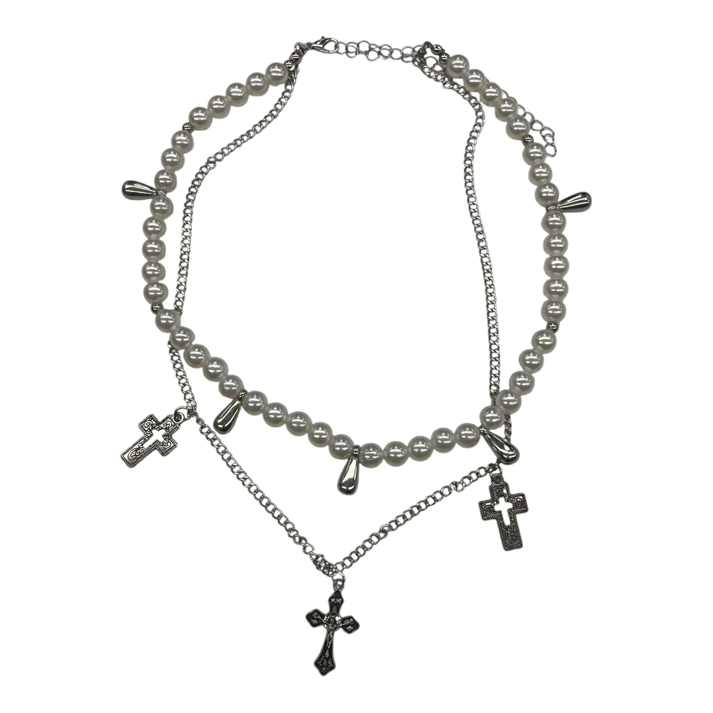 Necklace Layered By    Clothes Mentor In Silver & White