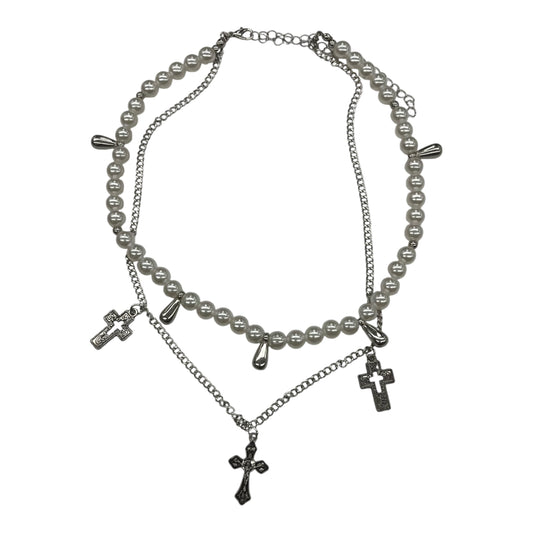 Necklace Layered By    Clothes Mentor In Silver & White