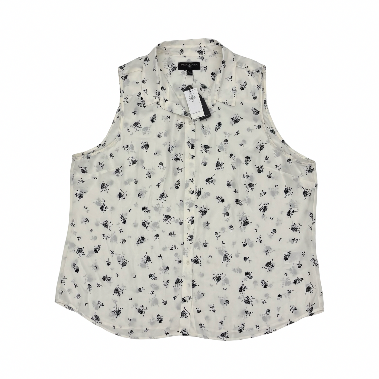 Blouse Sleeveless By Banana Republic In Black & White, Size:Xxl